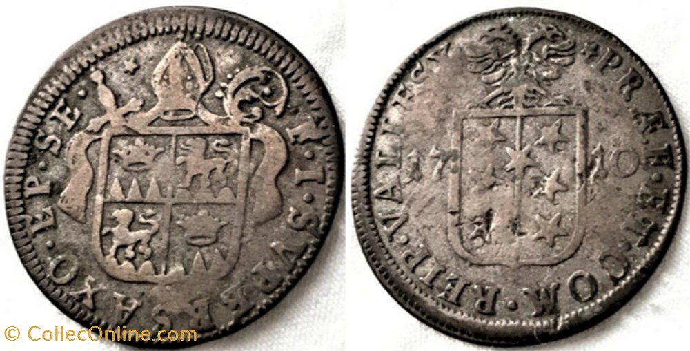 monnaies monde suisse schwytz 1 batzen 1710 bishopric of sion