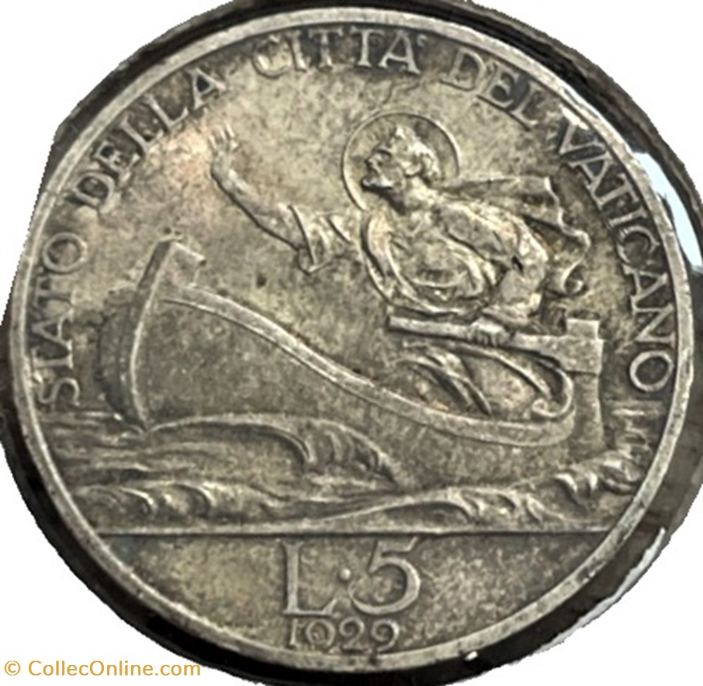 Pio XI, Papa - 5 Lire 1929, San Pietro- Vaticano monnaies monde pio xi papa 5 lire 1929 san pietro vaticano