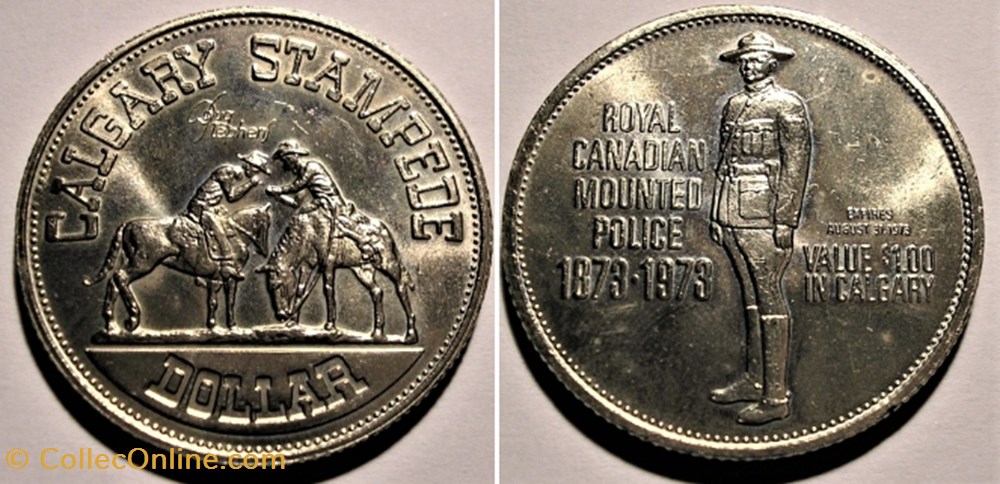 Calgary, Alberta - One Dollar Token 1973 - Stampede Dollar monnaie jeton mereaux calgary alberta one dollar token 1973 stampede dollar