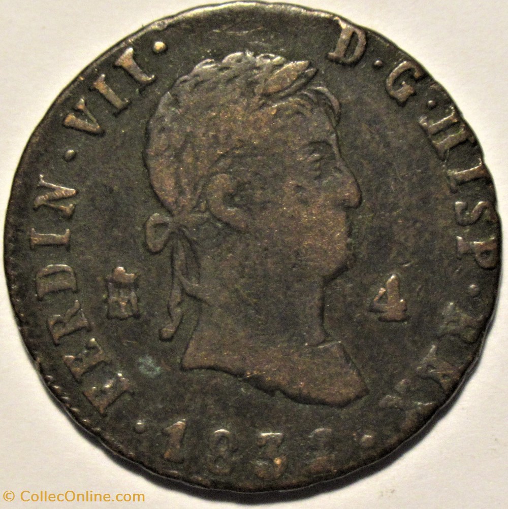 1832 Segovia 4 Maravedis - Fernando VII de España monnaies monde espagne 1832 segovia 4 maravedis fernando vii de espana