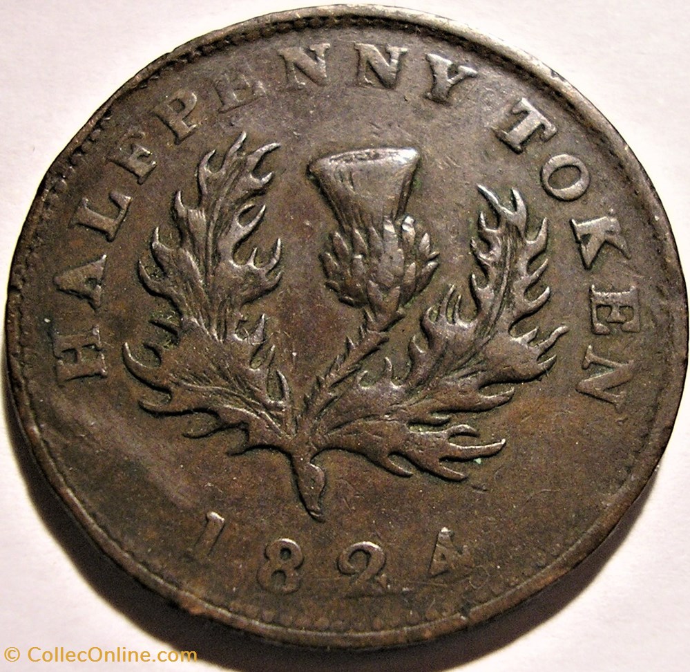 George IV - HalfPenny Token 1824 - Nova Scotia 3 monnaies monde canada george iv halfpenny token 1824 nova scotia
