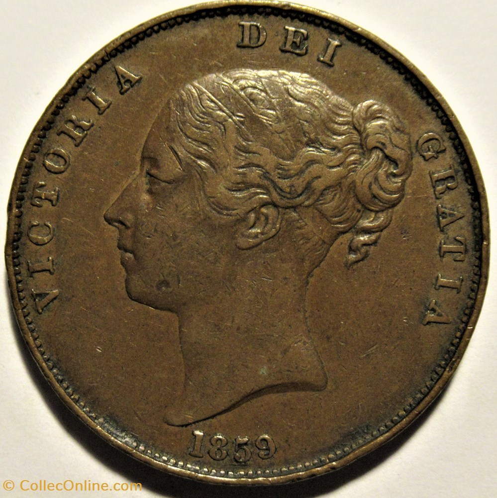 Victoria - One Penny 1859 - Kingdom of Great Britain monnaies monde royaume uni victoria one penny 1859 kingdom of great britain