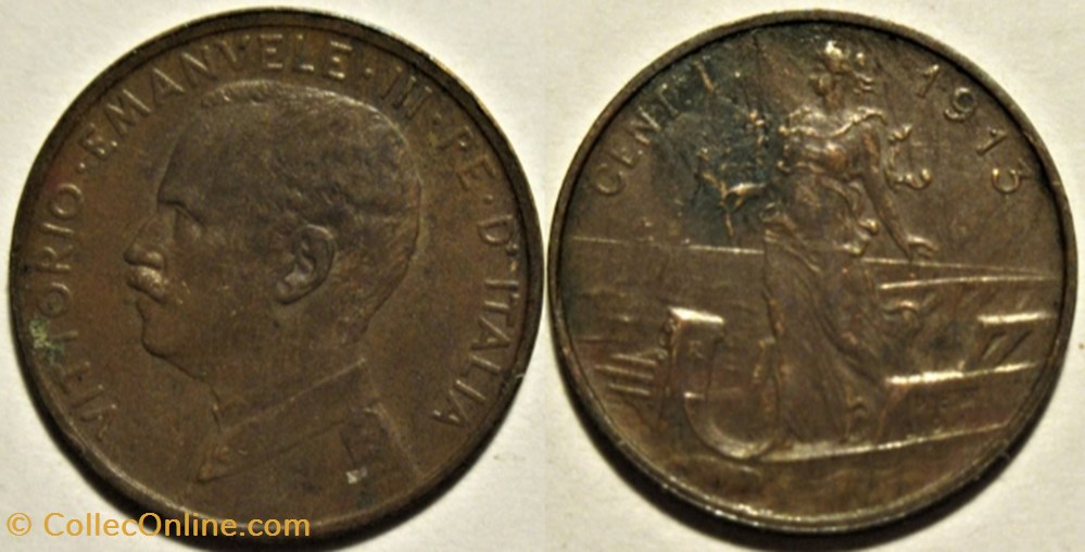 monnaies monde italie 1913 regno italia centesimo roma vittorio emanuele iii