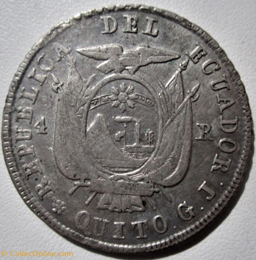 Ecuador - 4 Reales 1857 Quito monnaies monde equateur ecuador 4 reales 1857 quito