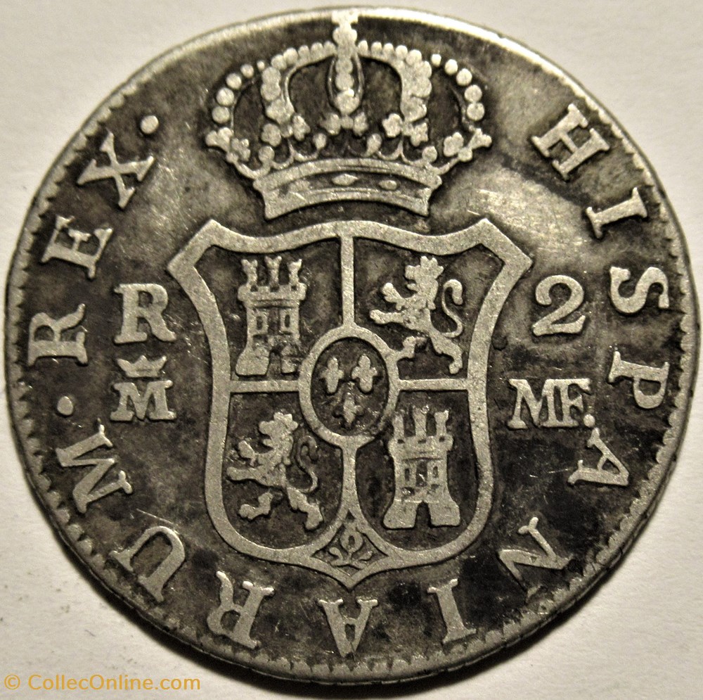 monnaies monde espagne 1799 2 reales madrid carlos iv de espana ex 2