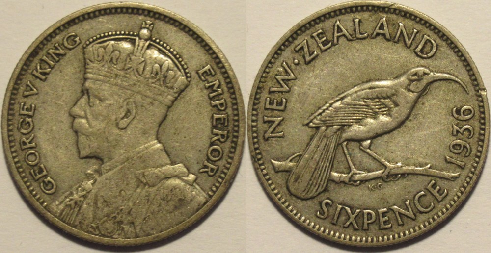 monnaies monde nouvelle zelande george v 6 pence 1936 new zealand