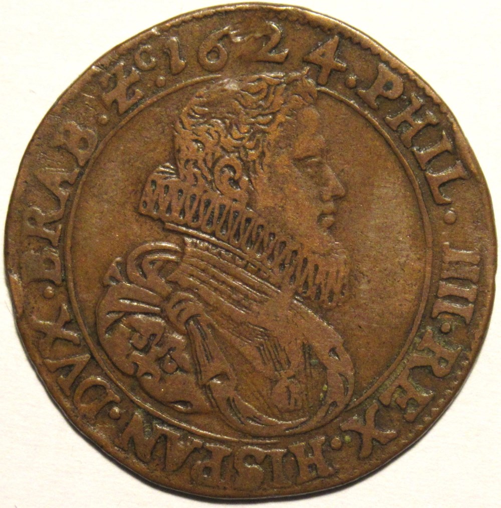 1624 Brabant, Token of the Finance Office - Philip IV monnaies europe medievale pays bas espagnols 1624 brabant token of the finance office philip iv