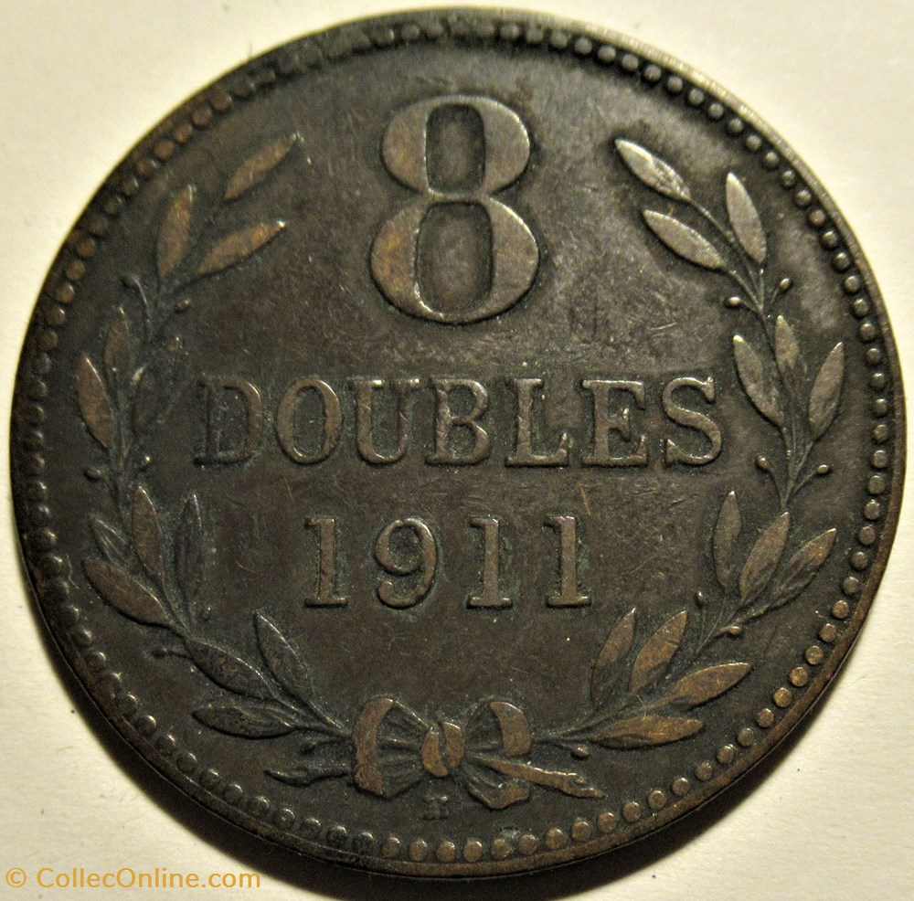 States of Guernsey - 8 Doubles 1911 3 monnaies monde ile de guernesey states of guernsey 8 doubles 1911