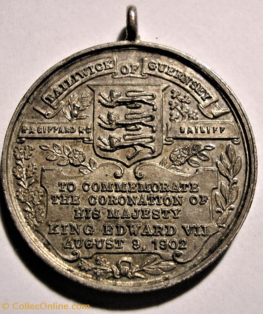 Edward VII- 1902 Coronation, Medallion Guernsey, UK 3 medaille royaume uni edward vii 1902 coronation medallion guernsey uk