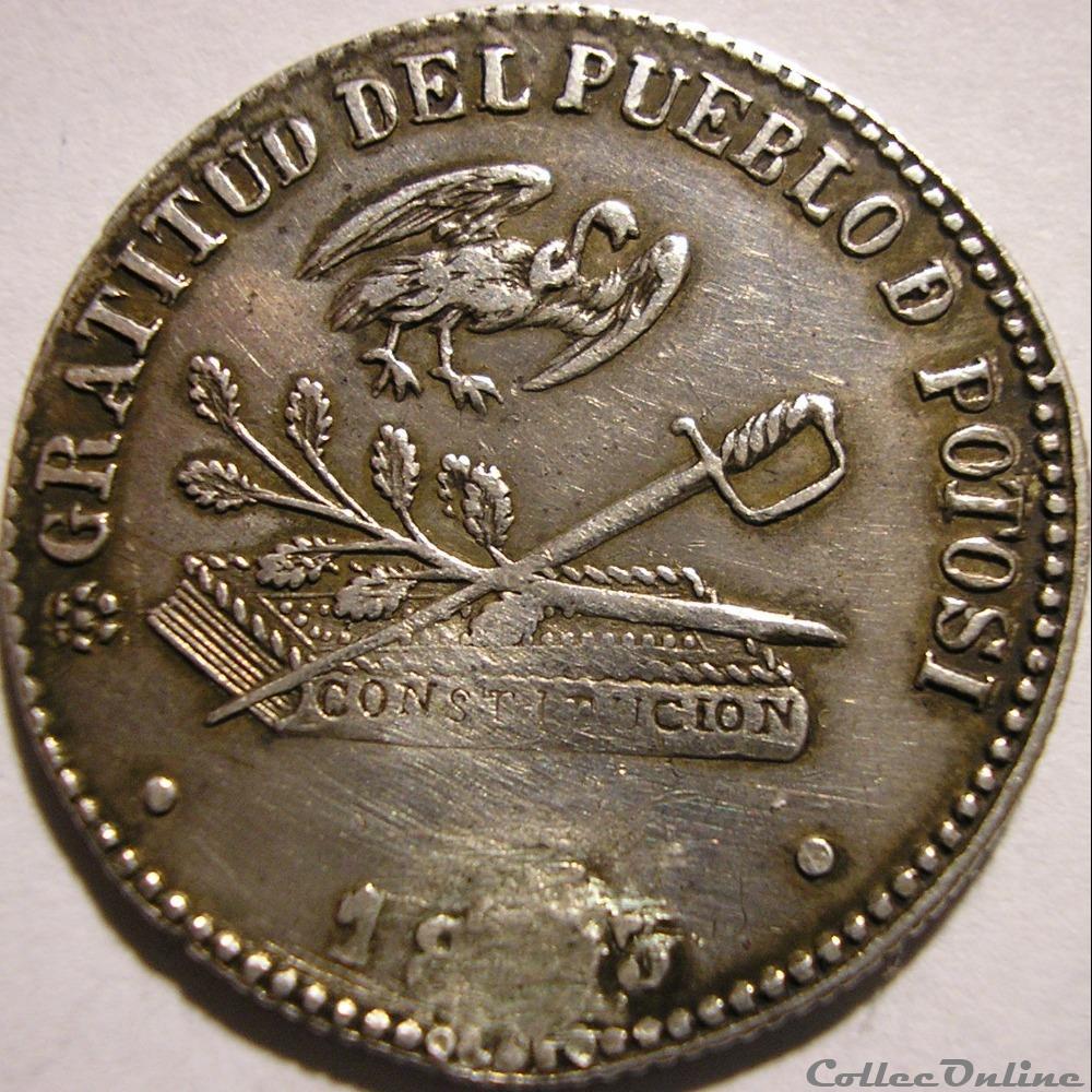 1863 Médaille - José Maria de Acha 2 monnaies monde bolivie 1863 medaille jose maria de acha