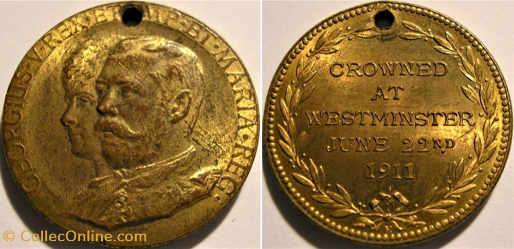 George V & Mary - Coronation Medallion, Westminster 1911 Heaton monnaie jeton mereaux george v mary coronation medallion westminster 1911 heaton