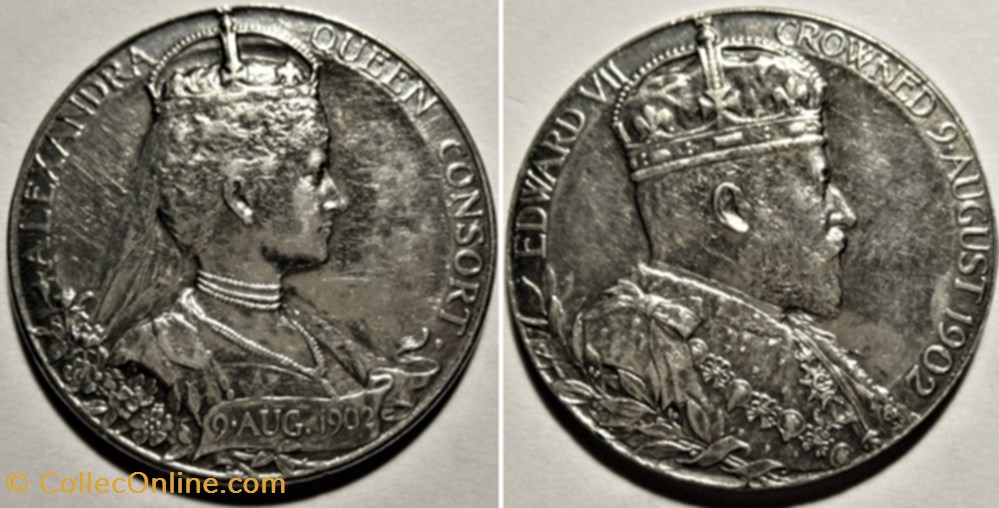 Edward VII & Alexandra - 1902 Coronation Medal - UK (ex.2) medailles royaume uni edward vii alexandra 1902 coronation medal uk ex 2