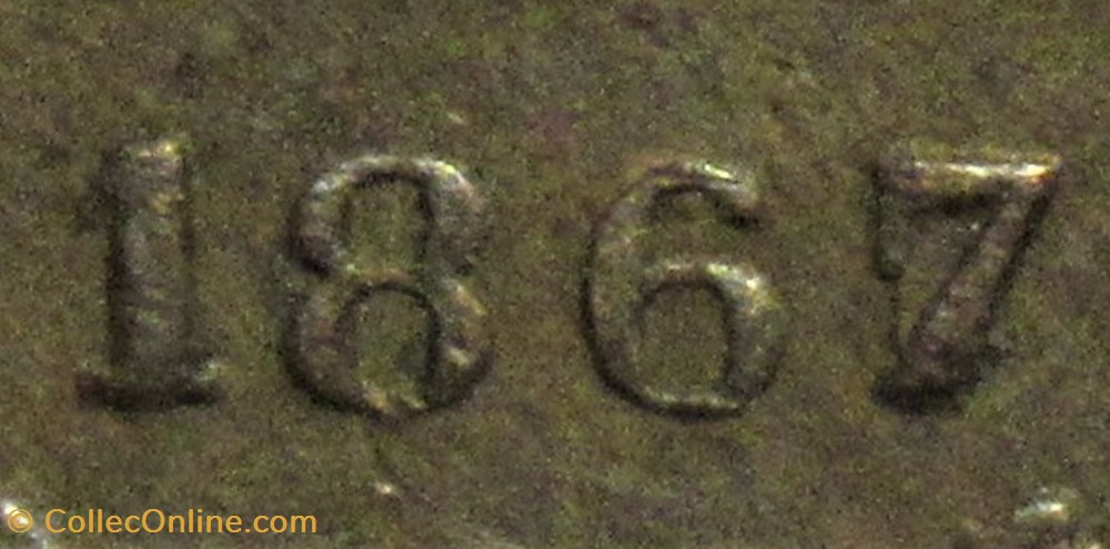1867 Royaume d'Italie, Centesimo, Milano - Die Crack or repunched date monnaies monde 1867 royaume italie centesimo milano die crack or repunched date