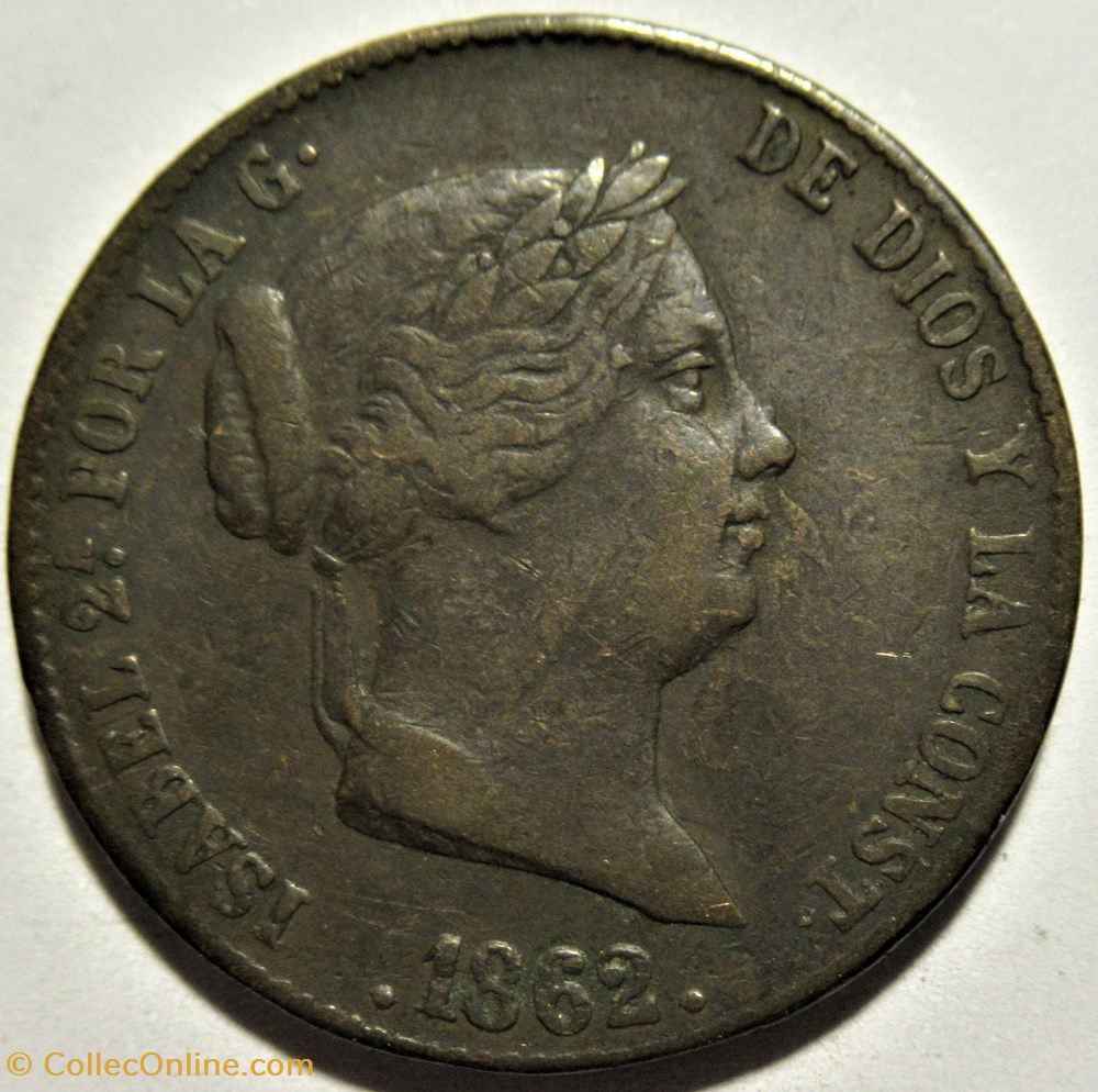 1862 Segovia - 25 Centimos - Isabel II España 2 monnaies monde espagne 1862 segovia 25 centimos isabel ii espana