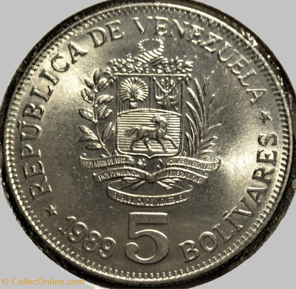 monnaies monde venezuela 5 bolivares 1989