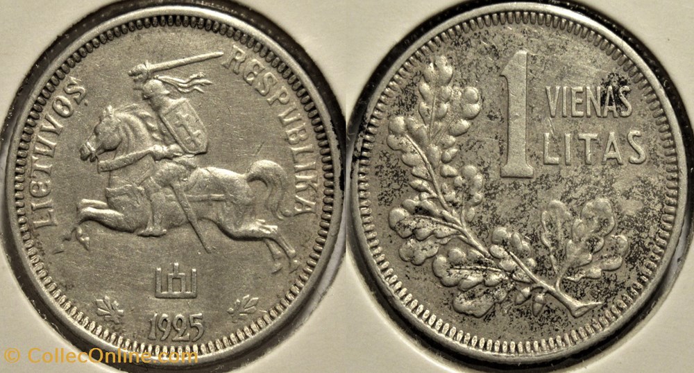 Lithuania, Republic of - Vienas Litas 1925 monnaies monde lituanie lithuania republic of vienas litas 1925