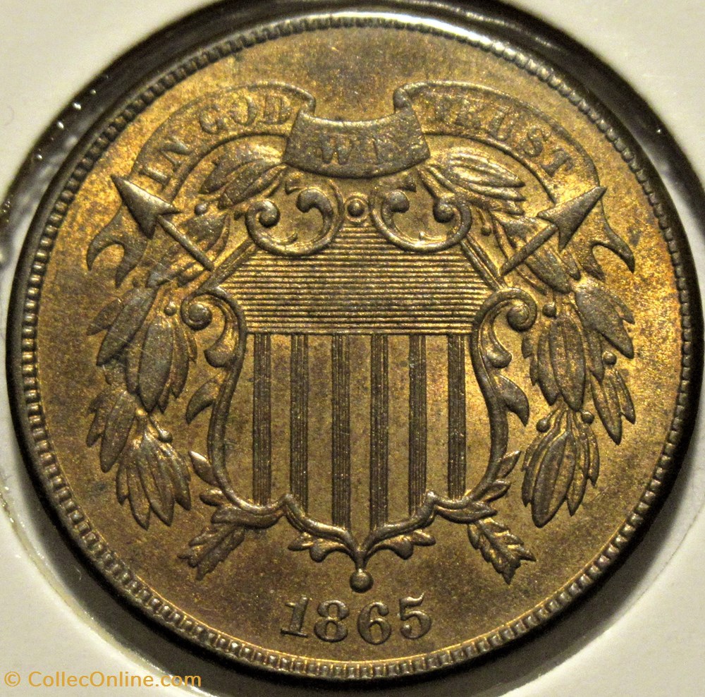 1865 Two Cents 3 monnaies monde etats unis 1865 two cents