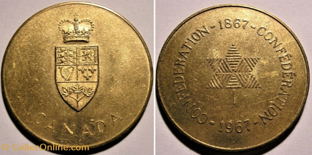 Confederation Centennial Token 1867-1967 (ex.2) monnaies monde canada confederation centennial token 1867 1967 ex 2