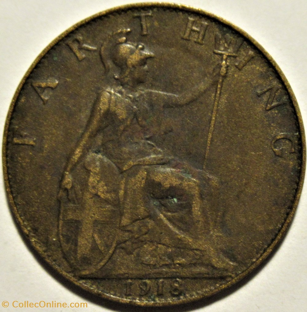 George V - Farthing 1918 - Great Britain 3 monnaies monde royaume uni george v farthing 1918 great britain
