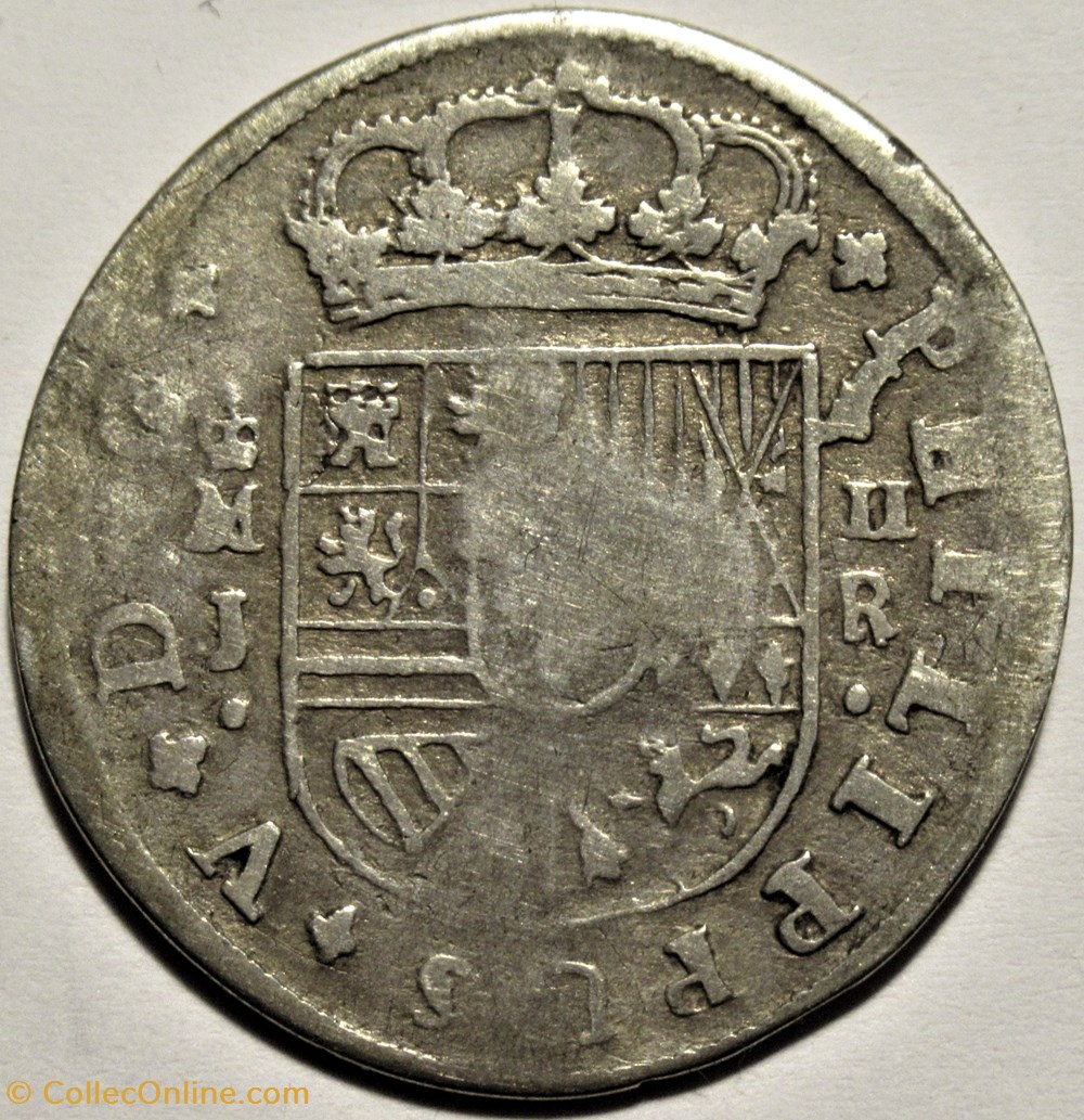 1717 Madrid - 2 Reales - Felipe V de España monnaies europe medievale royaume espagne 1717 madrid 2 reales felipe v de espana