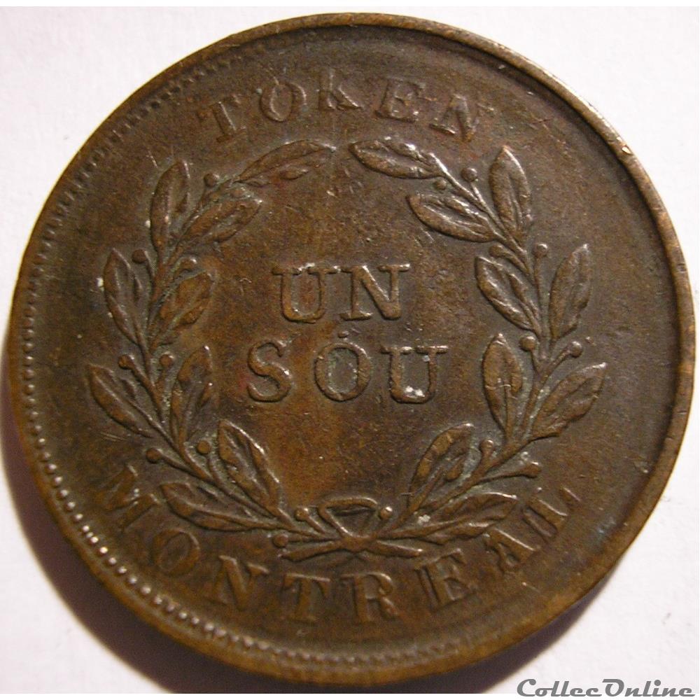 Montreal ca. 1835-1838 Un Sou Belleville - Bouquet Token (5 shamrocks) 2 monnaie monde canadum montreal ca 1835 1838 un sou belleville bouquet token 5 shamrocks