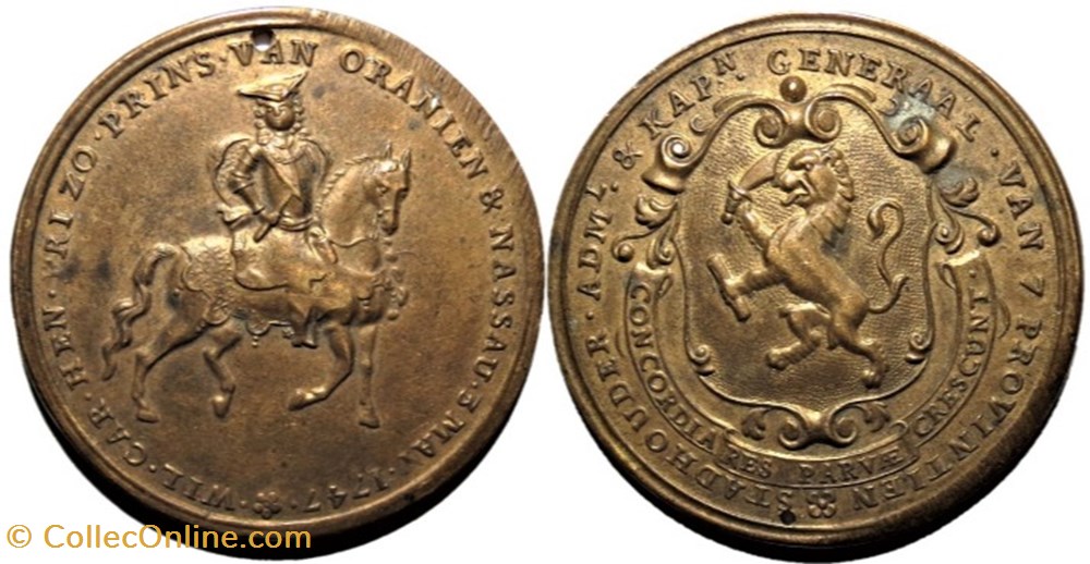 Medal 1747 - Inauguration of Willem IV, Prince of Orange-Nassau, Stadtholder of Netherlands medailles pays bas medal 1747 inauguration of willem iv prince of orange nassau stadtholder of netherlands