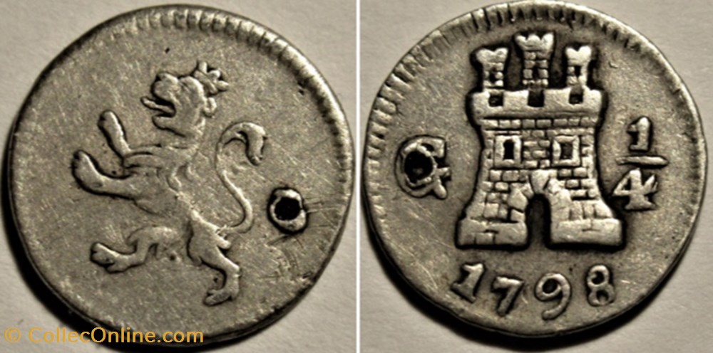 Guatemala - ¼ Real 1798 - Carlos IV de España monnaies monde guatemala real 1798 carlos iv de espana