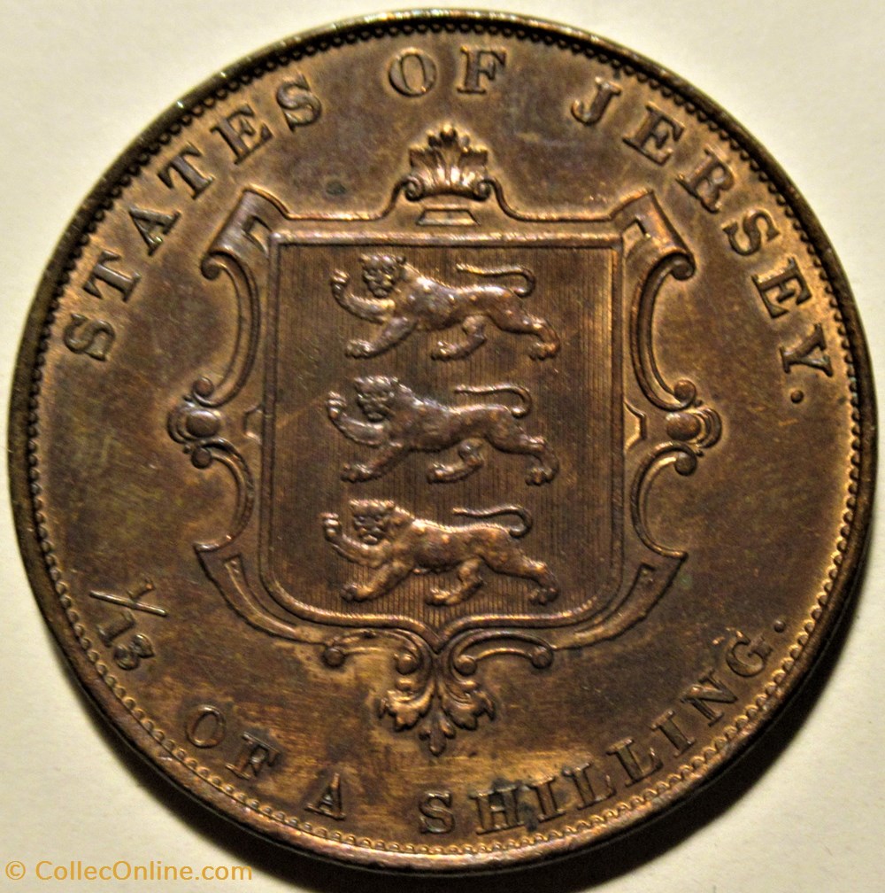 Victoria - 1/13 Shilling 1858 - Jersey (ex.2) 3 monnaies monde victoria 1 13 shilling 1858 jersey ex 2