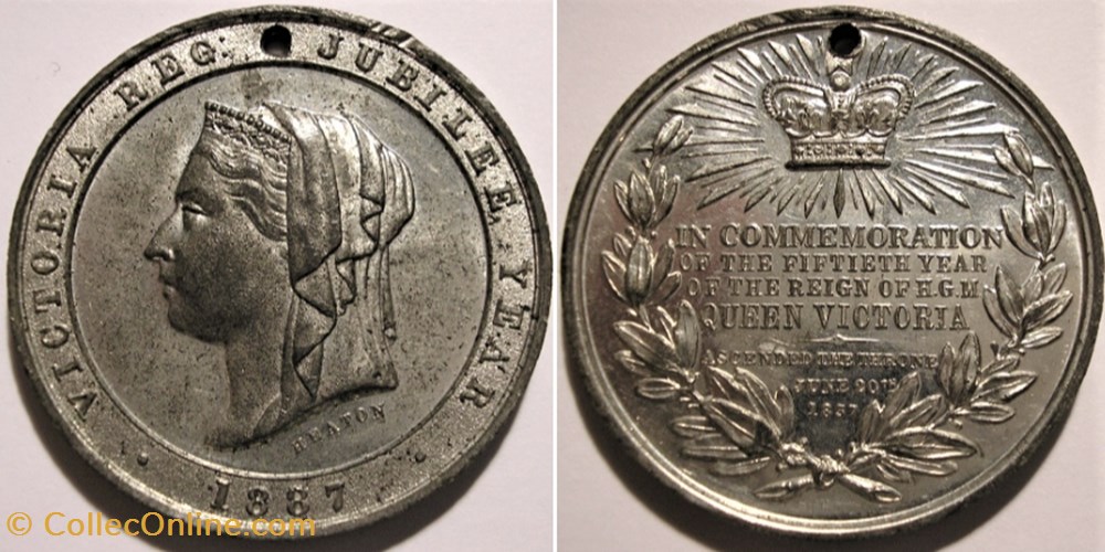 Victoria - 1887 Golden Jubilee Medallion, Heaton - UK medailles royaume uni victoria 1887 golden jubilee medallion heaton uk