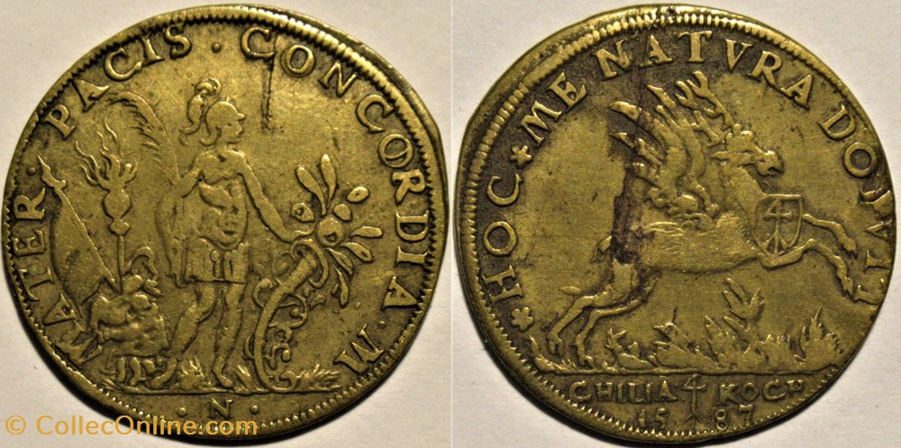 Henri III - 1587, Mars et Pegase, - Jeton de Nuremberg par Kilian Koch monnaies paranumismatique jetons poids henri iii 1587 mars et pegase jeton de nuremberg par kilian koch