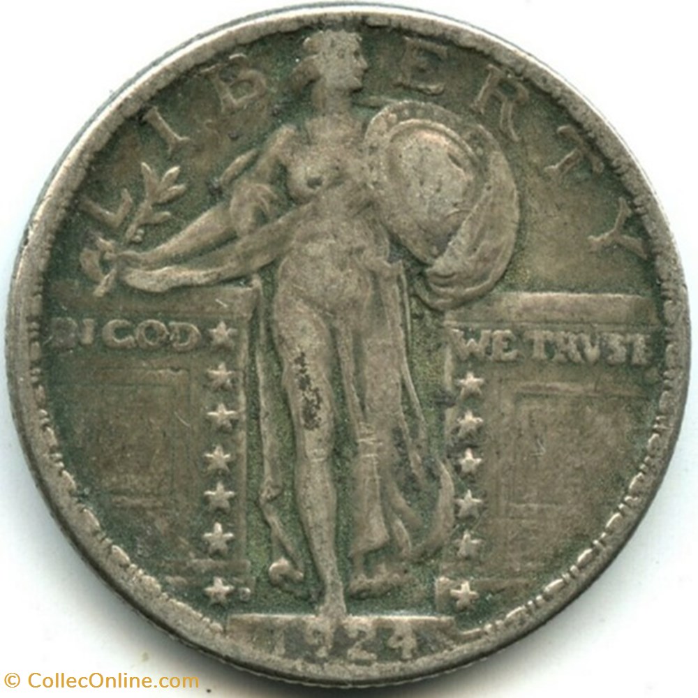 1924 Denver Quarter Dollar monnaies monde etats unis 1924 denver quarter dollar
