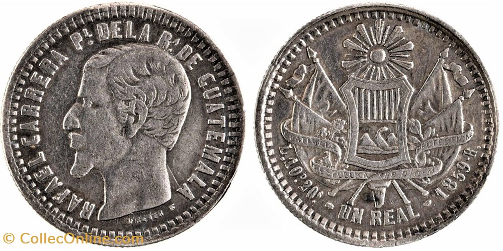 Guatemala - 1 Real 1859, Rafael Carrera monnaies monde guatemala 1 real 1859 rafael carrera