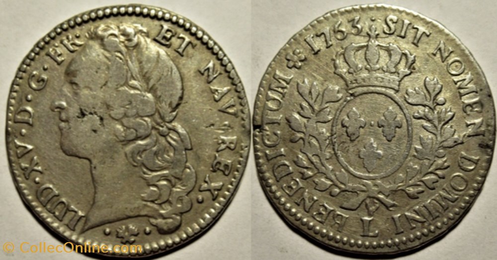 Louis XV - 1/2 Écu au bandeau 1763, Bayonne monnaies europe medievale france royales louis xv 1 2 ecu au bandeau 1763 bayonne