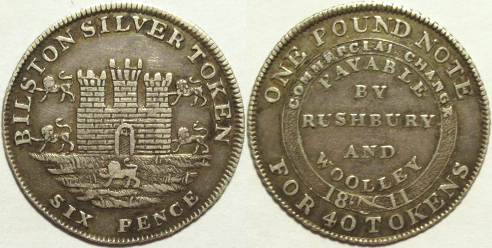 1811 Sixpence Token Rushbury & Woolley - Bilston, Staffordshire, England monnaies monde royaume uni 1811 sixpence token rushbury woolley bilston staffordshire england