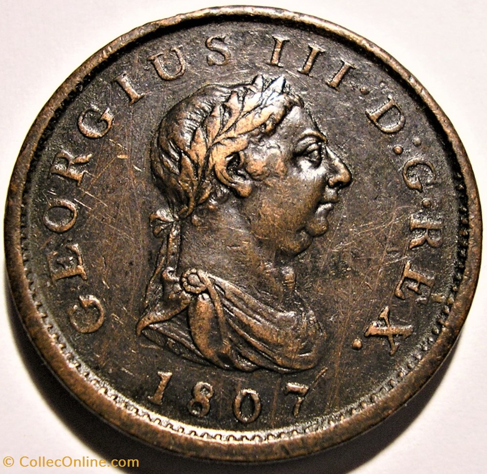 George III - One Penny 1807 Great Britain (ex.3) 3 monnaie monde royaume uni george iii one penny 1807 great britain ex 3