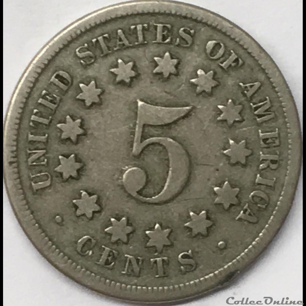 1868 5 Cents (ex.3) monnaie monde etat uni 1868 5 cents ex 3