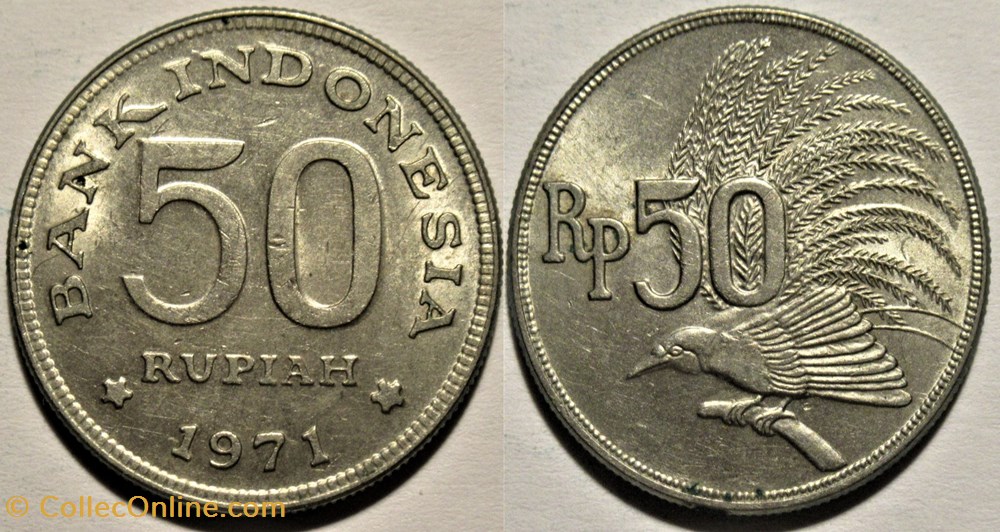 Indonesia - 50 Rupiah 1971, Bird of Paradise monnaies monde inde indonesia 50 rupiah 1971 bird of paradise