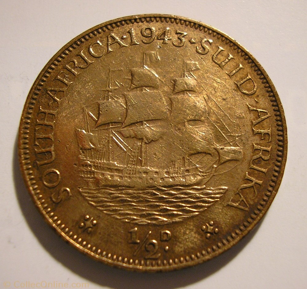 George VI Half Penny 1943 South Africa ex 2 Coins World united-kingdom-1-2-half-penny-1943-ef-xf-for-sale-buy-now-online