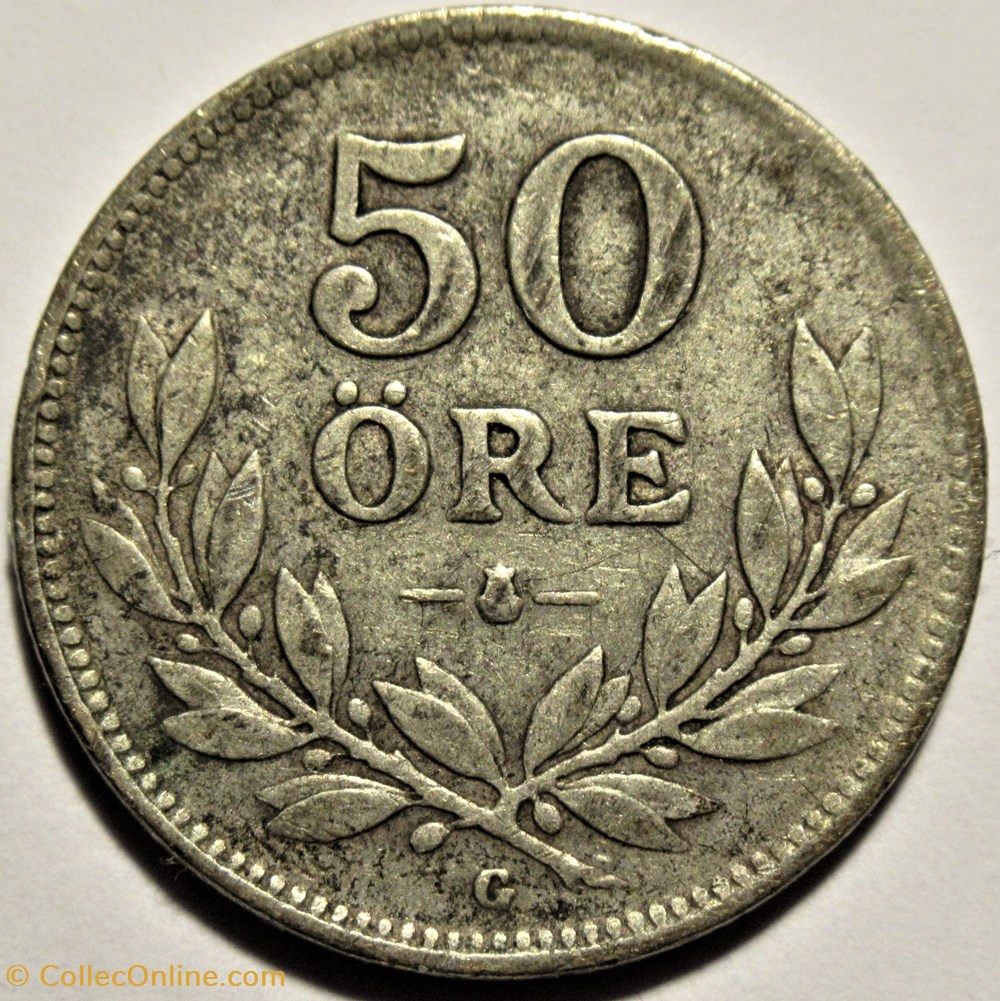 Gustaf V of Sweden - 50 Öre 1931 3 monnaies monde suede gustaf v of sweden 50 ore 1931
