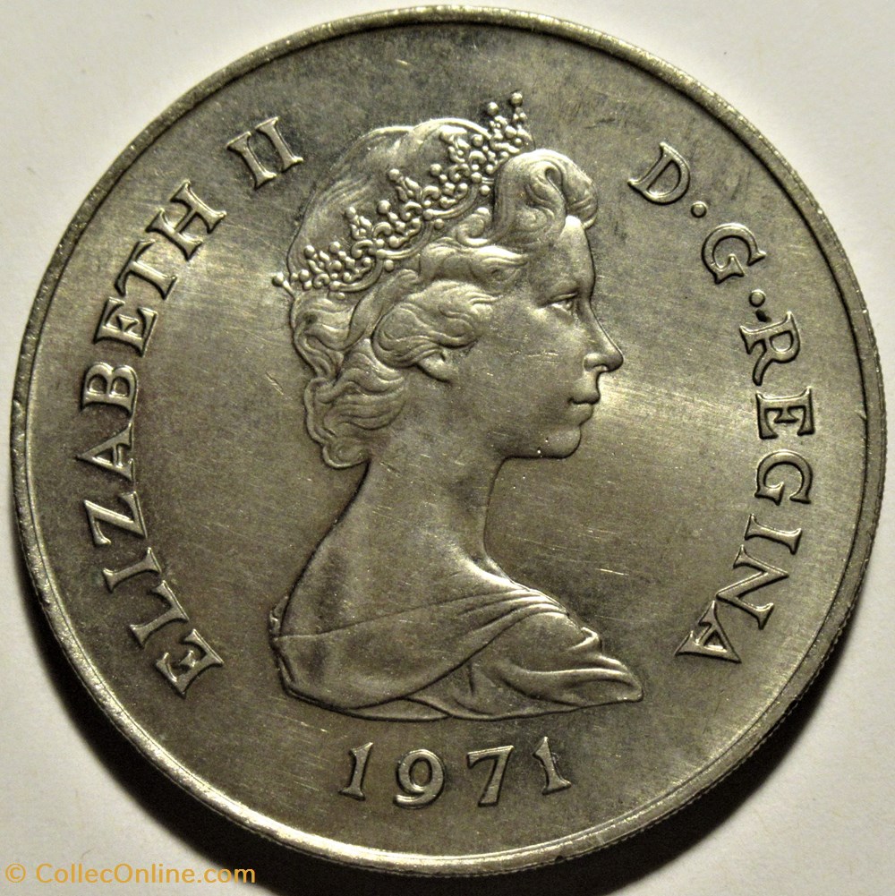 Elizabeth II 25 New Pence 1971 Gibraltar Coins World