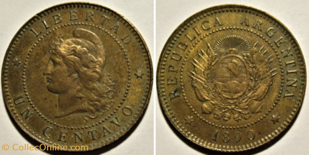 Argentina - Un Centavo 1890 monnaies monde argentine argentina un centavo 1890