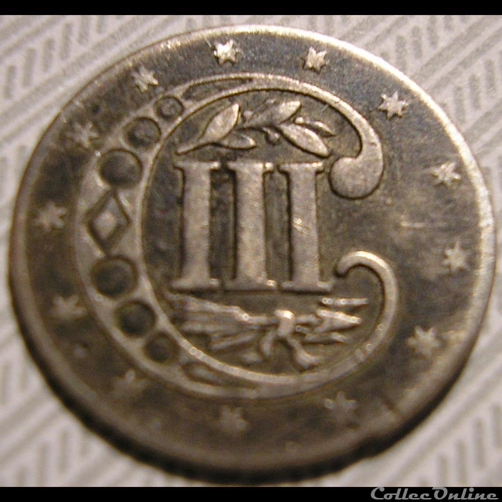 1858 - Silver Three Cents 2 monnaie monde etat uni 1858 silver three cents