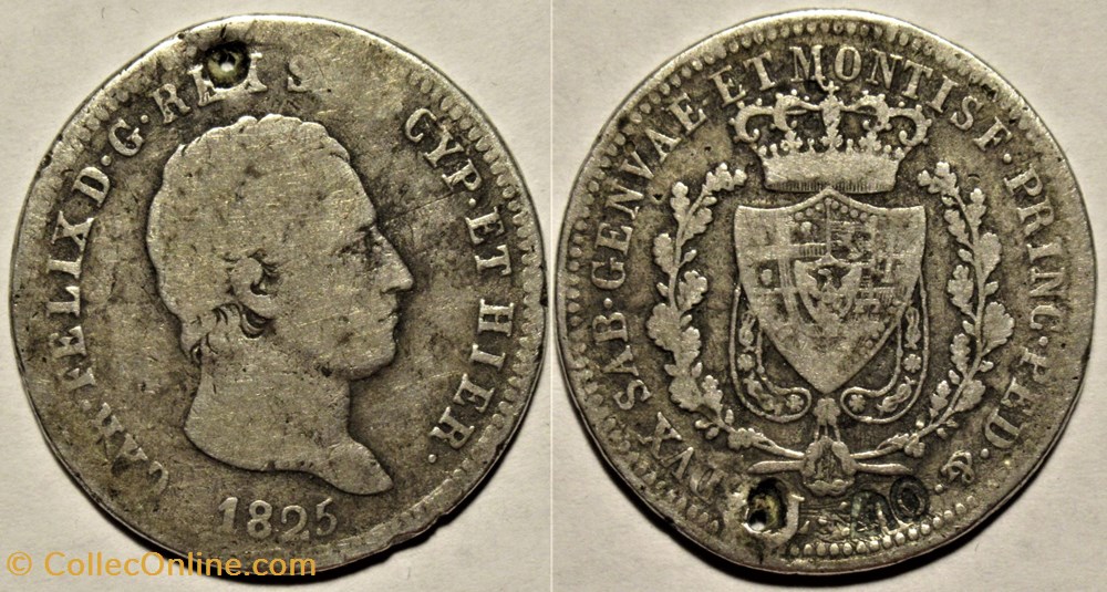 1825 Royaume de Sardaigne, 2 Lire - Carlo Felice monnaies monde italie 1825 royaume de sardaigne 2 lire carlo felice
