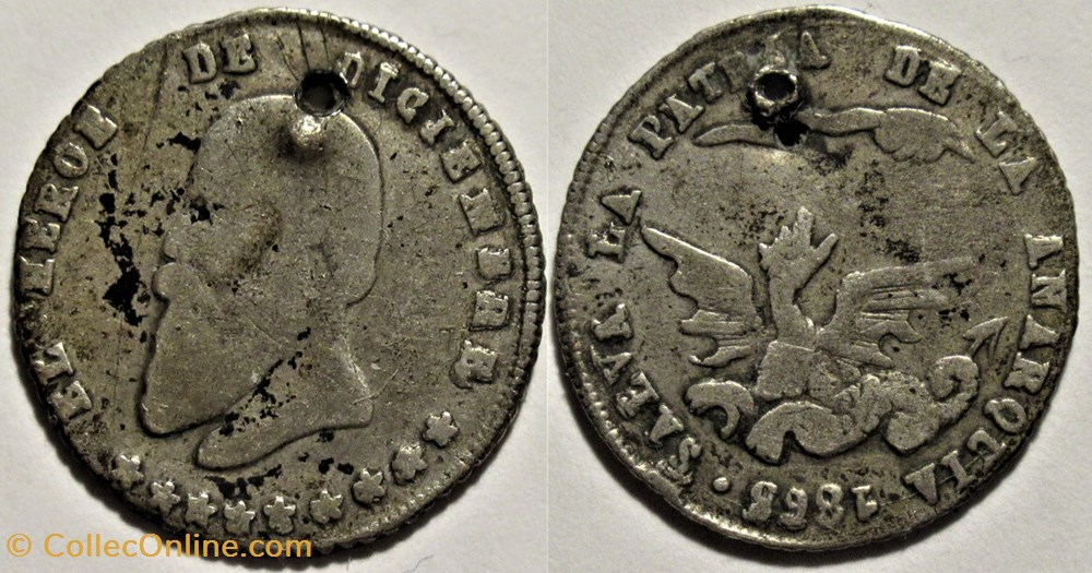 1865 Melgarejo 1/16 - M. Melgarejo Pdt. (ex.2) Overdate ? monnaies monde bolivie 1865 melgarejo 1 16 m melgarejo pdt ex 2 overdate
