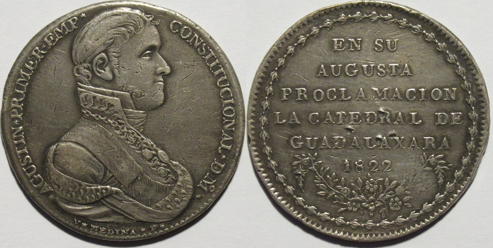 monnaies monde mexique mexico 8 reales 1822 proclamation medal of the emperor agustin iturbide i