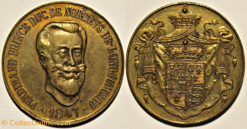 Ferdinand de Norreys de Longjumeau, Jeton c.1905 medailles france royaux noblesse ferdinand de norreys de longjumeau jeton c 1905
