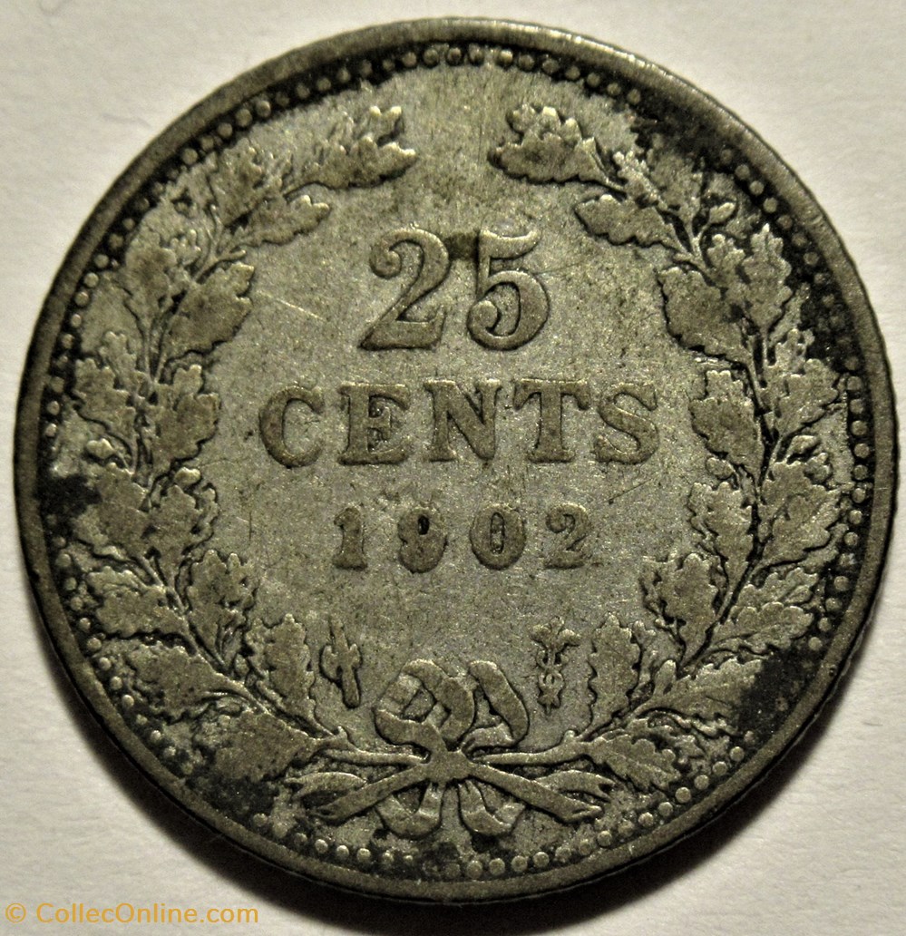 monnaies monde pays bas wilhelmina of nederland 25 cents 1902