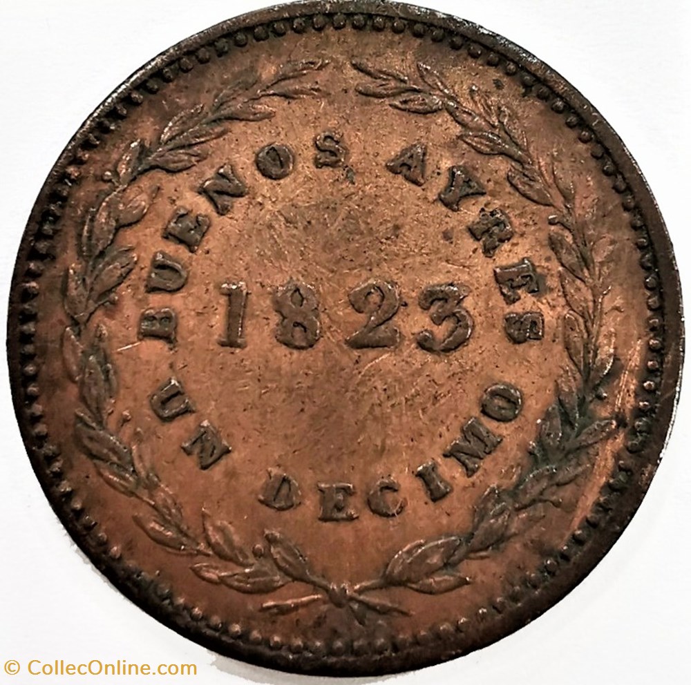 Argentina - 1 Decimo 1823, Buenos Aires 3 monnaies monde argentine argentina 1 decimo 1823 buenos aires