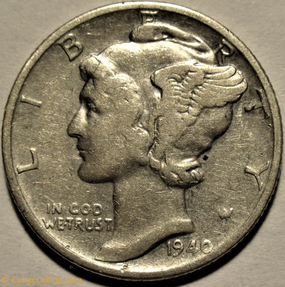 1940 Denver Dime monnaies monde etats unis 1940 denver dime