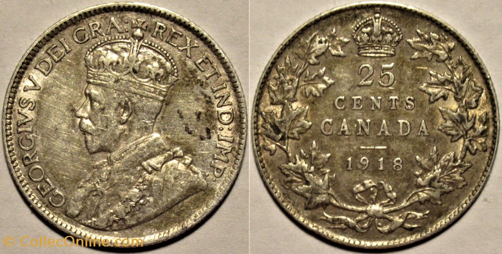 George V - 25 Cents 1918 monnaies monde canada george v 25 cents 1918